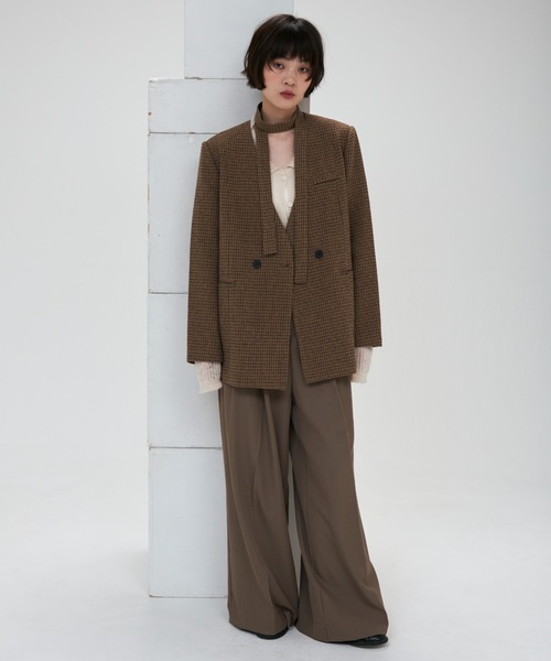 full/fill.(フルフィル)の「ribbon no collar jacket / リボン付きノーカラージャケット(ノーカラージャケット・レディース・グレー/ブラウン/ベージュ・FREE)」の22枚目の写真