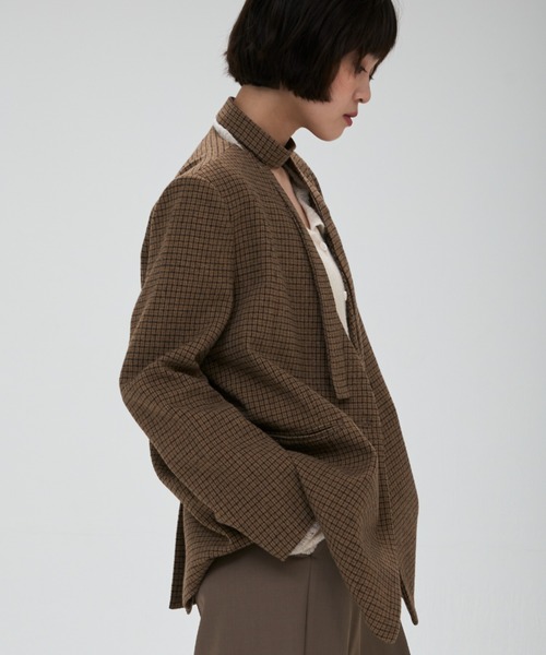 full/fill.(フルフィル)の「ribbon no collar jacket / リボン付きノーカラージャケット(ノーカラージャケット・レディース・グレー/ブラウン/ベージュ・FREE)」の18枚目の写真