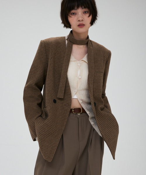 full/fill.(フルフィル)の「ribbon no collar jacket / リボン付きノーカラージャケット(ノーカラージャケット・レディース・グレー/ブラウン/ベージュ・FREE)」の14枚目の写真