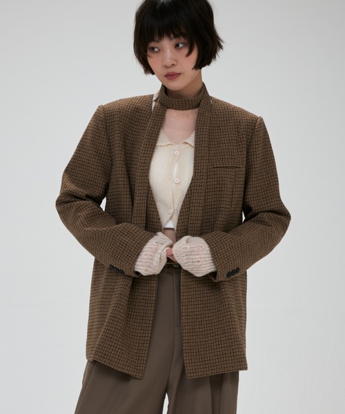 full/fill.(フルフィル)の「ribbon no collar jacket / リボン付きノーカラージャケット(ノーカラージャケット・レディース・グレー/ブラウン/ベージュ・FREE)」の15枚目の写真