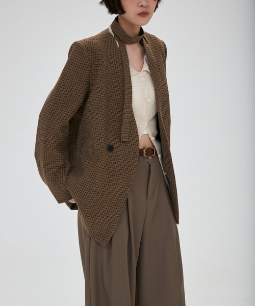 full/fill.(フルフィル)の「ribbon no collar jacket / リボン付きノーカラージャケット(ノーカラージャケット・レディース・グレー/ブラウン/ベージュ・FREE)」の16枚目の写真