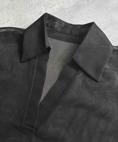 ELFRANK(エルフランク)の「メッシュシアースキッパートップス 半袖 オーバーサイズ(Tシャツ/カットソー・レディース・モカ/ブラック/アイボリー・FREE)」の19枚目の写真