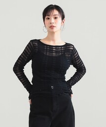 セール】＜ATTISESSION＞メッシュ Uネック ニット トップス（ニット