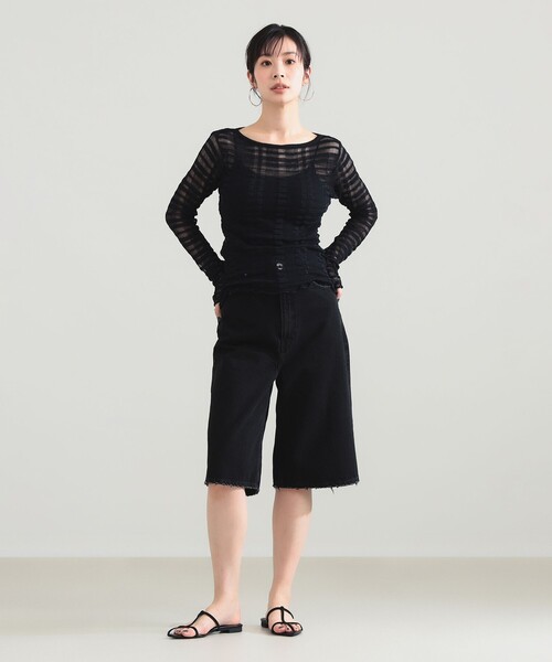 Demi-Luxe BEAMS(デミルクス ビームス)の「TAN / チェックパターン プルオーバー ニット(ニット/セーター・レディース・ブラック/レッド・ONE SIZE)」の4枚目の写真