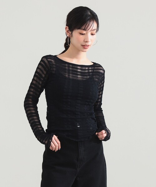Demi-Luxe BEAMS(デミルクス ビームス)の「TAN / チェックパターン プルオーバー ニット(ニット/セーター・レディース・ブラック/レッド・ONE SIZE)」の7枚目の写真