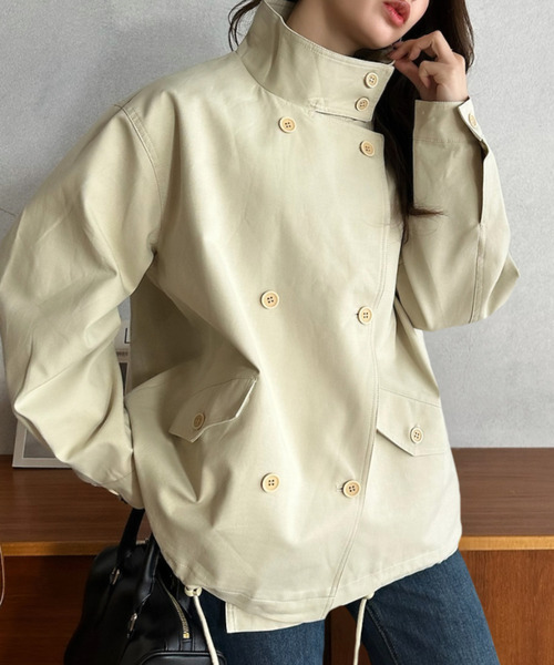 MatinKim Coating crop スタンドカラー ショート丈ジャケット MATIN KIM】24fw MATIN ROUGH COATING CROP BOMBER (Matin Kim