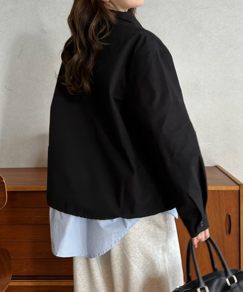 Eclat one(エクラワン)の「【Eclat one】スタンドカラー ショート丈 ジャケット(トレンチコート・レディース・ブラック/ベージュ/ライトグレー・FREE)」の17枚目の写真
