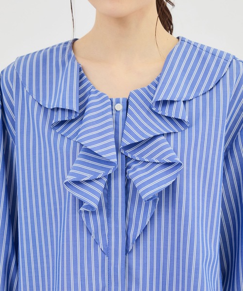 ROPE' PICNIC（ロペピクニック）の「ハシゴレース×ラッフルフリルブラウス（シャツ/ブラウス・レディース・オフホワイト/ブルー/サックスブルー/ネイビー・FREE）」の21枚目の写真
