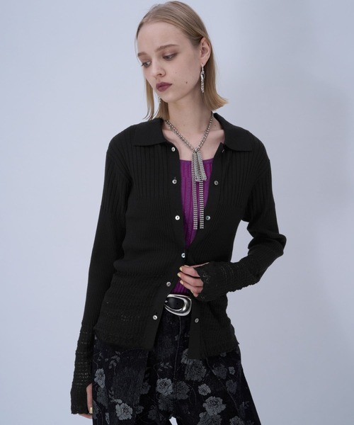 HARE（ハレ）の「レースキリカエニットカーディガン(HARE)（カーディガン/ボレロ・レディース・グレー/ブラック/パープル・FREE）」の8枚目の写真