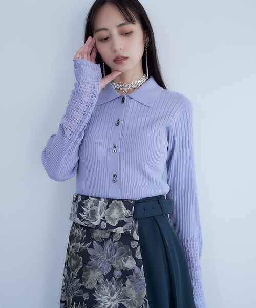 HARE（ハレ）の「レースキリカエニットカーディガン(HARE)（カーディガン/ボレロ・レディース・グレー/ブラック/パープル・FREE）」の17枚目の写真