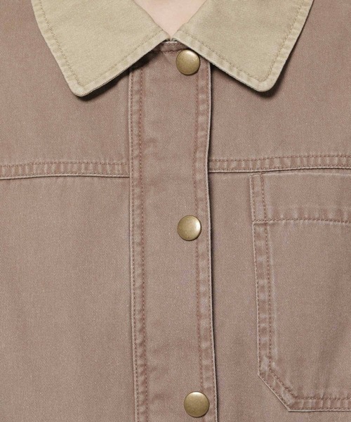 niko and...（ニコアンド）の「半袖BOYSワークジャケット（ミリタリージャケット・レディース・ブラック/ライトブラウン・FREE）」の15枚目の写真