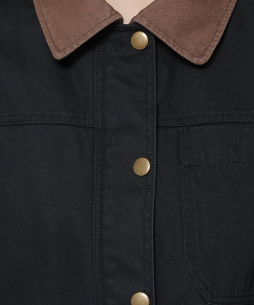 niko and...（ニコアンド）の「半袖BOYSワークジャケット（ミリタリージャケット・レディース・ブラック/ライトブラウン・FREE）」の14枚目の写真