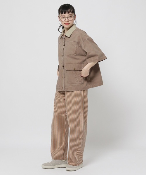 niko and...（ニコアンド）の「半袖BOYSワークジャケット（ミリタリージャケット・レディース・ブラック/ライトブラウン・FREE）」の16枚目の写真