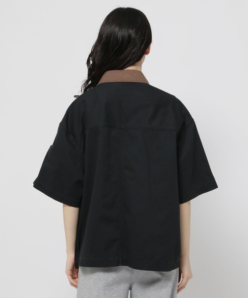 niko and...（ニコアンド）の「半袖BOYSワークジャケット（ミリタリージャケット・レディース・ブラック/ライトブラウン・FREE）」の6枚目の写真