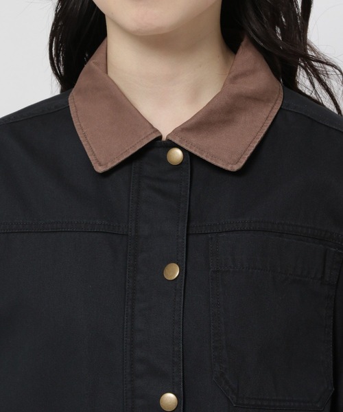 niko and...（ニコアンド）の「半袖BOYSワークジャケット（ミリタリージャケット・レディース・ブラック/ライトブラウン・FREE）」の7枚目の写真