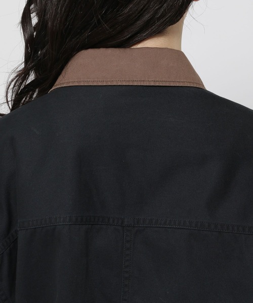 niko and...（ニコアンド）の「半袖BOYSワークジャケット（ミリタリージャケット・レディース・ブラック/ライトブラウン・FREE）」の8枚目の写真