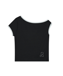 ONE SHOULDER T-SHIRT - BLACK