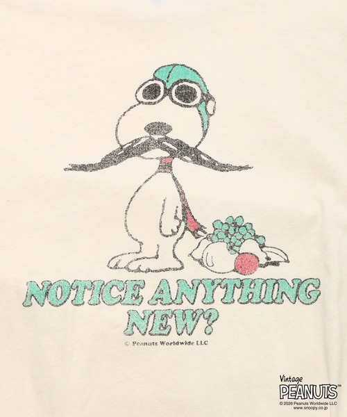 FRUIT OF THE LOOM(フルーツオブザルーム)の「FTL x PEANUTS 19/-スラブ天竺5 / ピーナッツ コラボ 半袖Tシャツ / NOTICE ANYTHING NEW(Tシャツ/カットソー・メンズ・アイボリー・S/M/L)」の4枚目の写真