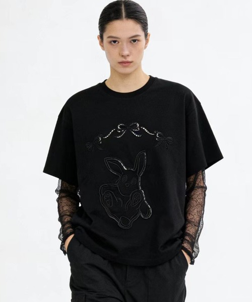 AsheKsha(アシクシャ)の「2026年春夏定番アイテム-コットン100%刺繍Tシャツ(Tシャツ/カットソー・レディース・ブラック/ブルー・M)」の19枚目の写真
