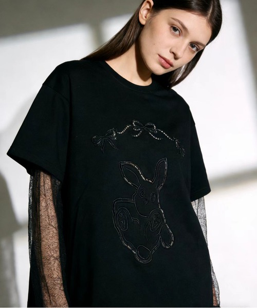 AsheKsha(アシクシャ)の「2026年春夏定番アイテム-コットン100%刺繍Tシャツ(Tシャツ/カットソー・レディース・ブラック/ブルー・M)」の8枚目の写真