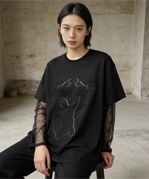 AsheKsha(アシクシャ)の「2026年春夏定番アイテム-コットン100%刺繍Tシャツ(Tシャツ/カットソー・レディース・ブラック/ブルー・M)」の14枚目の写真