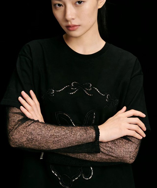 AsheKsha(アシクシャ)の「2026年春夏定番アイテム-コットン100%刺繍Tシャツ(Tシャツ/カットソー・レディース・ブラック/ブルー・M)」の17枚目の写真