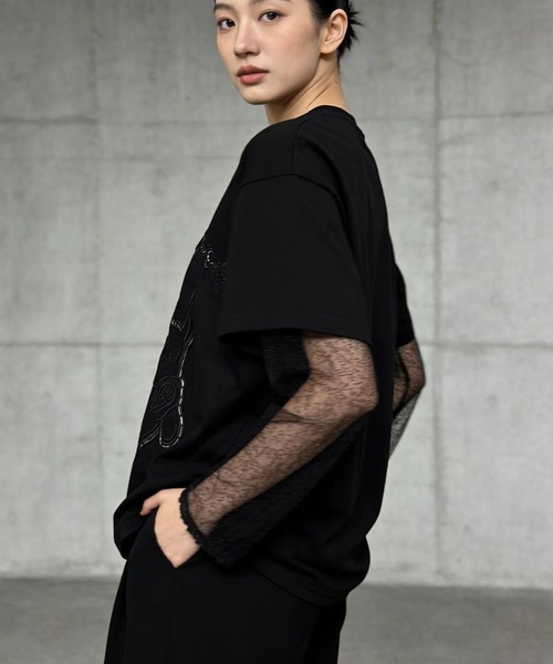 AsheKsha(アシクシャ)の「2026年春夏定番アイテム-コットン100%刺繍Tシャツ(Tシャツ/カットソー・レディース・ブラック/ブルー・M)」の20枚目の写真
