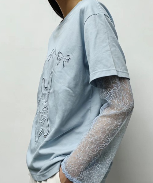 AsheKsha(アシクシャ)の「2026年春夏定番アイテム-コットン100%刺繍Tシャツ(Tシャツ/カットソー・レディース・ブラック/ブルー・M)」の21枚目の写真