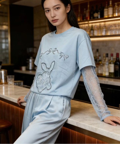 AsheKsha(アシクシャ)の「2026年春夏定番アイテム-コットン100%刺繍Tシャツ(Tシャツ/カットソー・レディース・ブラック/ブルー・M)」の22枚目の写真