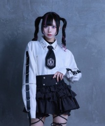 Amilige（アミリージュ）の「コウモリクロスプリント袖リングシャツ（シャツ/ブラウス）」