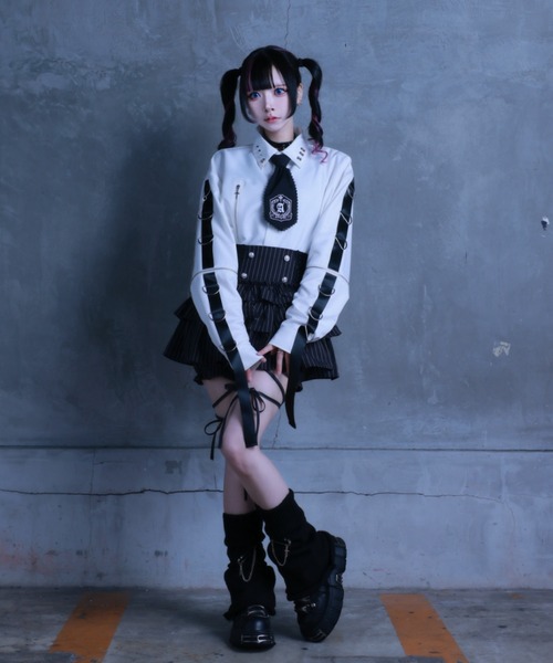 Amilige(アミリージュ)の「コウモリクロスプリント袖リングシャツ(シャツ/ブラウス・レディース・ブラック/ホワイト・FREE)」の14枚目の写真