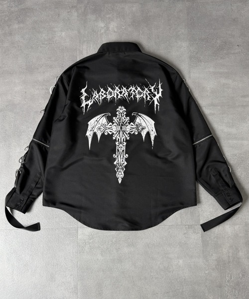 Amilige(アミリージュ)の「コウモリクロスプリント袖リングシャツ(シャツ/ブラウス・レディース・ブラック/ホワイト・FREE)」の16枚目の写真