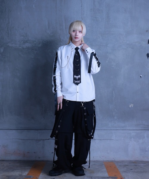 Amilige(アミリージュ)の「コウモリクロスプリント袖リングシャツ(シャツ/ブラウス・レディース・ブラック/ホワイト・FREE)」の10枚目の写真