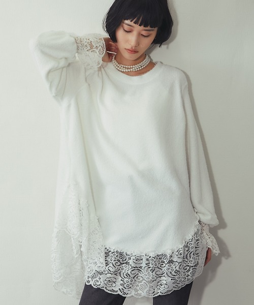 ANOTHER S(アナザーエス)の「レース切り替えトップス(Tシャツ/カットソー・レディース・ホワイト/ブラック・FREE)」の15枚目の写真
