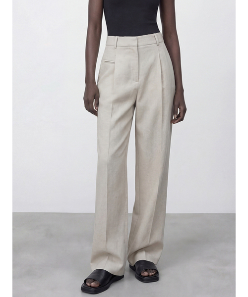 ACUD(アクド)の「Soft Flow Slacks _L.Grey(スラックス・レディース・グレイッシュベージュ・SMALL/MEDIUM)」の1枚目の写真