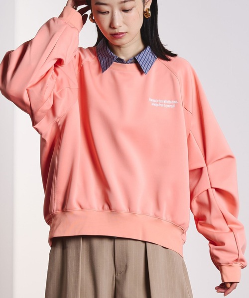 ROSE BUD(ローズバッド)の「(CREOLME)VOLUME SLEEVE PULLOVER(スウェット・レディース・オレンジ/ネイビー/オフホワイト・ONE SIZE)」の3枚目の写真