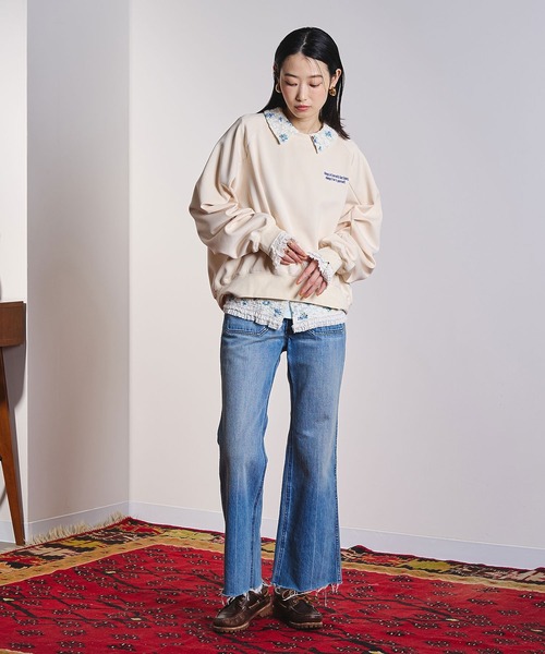ROSE BUD(ローズバッド)の「(CREOLME)VOLUME SLEEVE PULLOVER(スウェット・レディース・オレンジ/ネイビー/オフホワイト・ONE SIZE)」の22枚目の写真