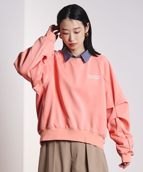 ROSE BUD(ローズバッド)の「(CREOLME)VOLUME SLEEVE PULLOVER(スウェット・レディース・オレンジ/ネイビー/オフホワイト・ONE SIZE)」の10枚目の写真