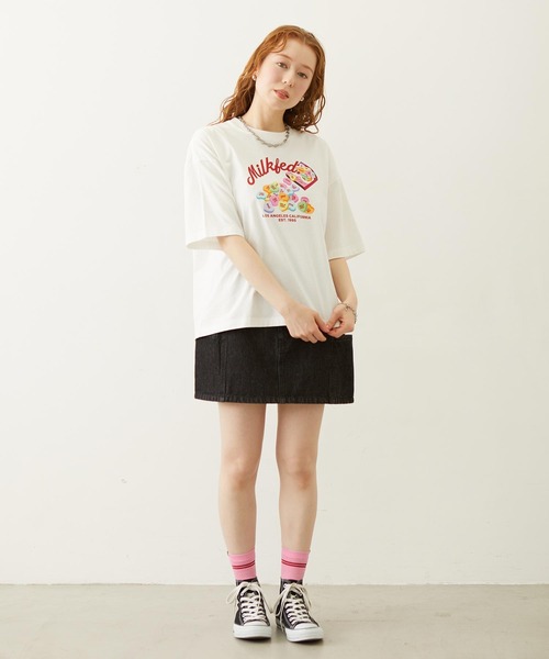 MILKFED.(ミルクフェド)の「HEART TABLET WIDE S/S TEE(Tシャツ/カットソー・レディース・ライトピンク/ネイビー/ホワイト・M/L)」の6枚目の写真