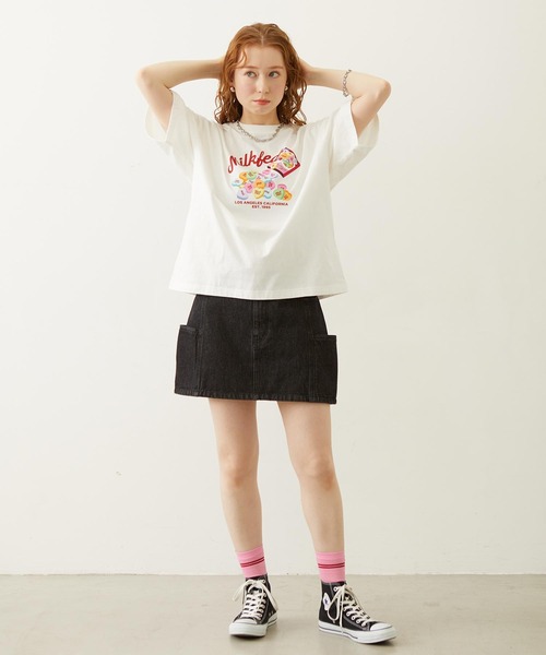MILKFED.(ミルクフェド)の「HEART TABLET WIDE S/S TEE(Tシャツ/カットソー・レディース・ライトピンク/ネイビー/ホワイト・M/L)」の7枚目の写真
