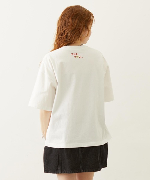 MILKFED.(ミルクフェド)の「HEART TABLET WIDE S/S TEE(Tシャツ/カットソー・レディース・ライトピンク/ネイビー/ホワイト・M/L)」の4枚目の写真