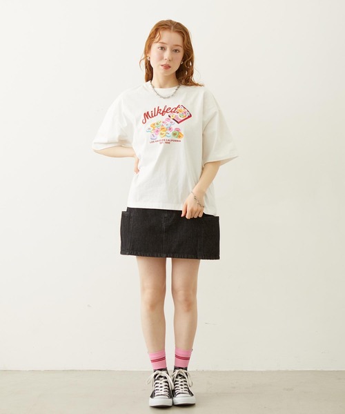 MILKFED.(ミルクフェド)の「HEART TABLET WIDE S/S TEE(Tシャツ/カットソー・レディース・ライトピンク/ネイビー/ホワイト・M/L)」の8枚目の写真