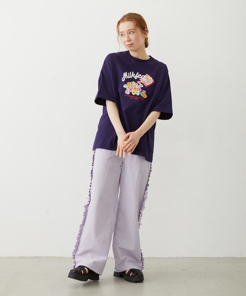 MILKFED.(ミルクフェド)の「HEART TABLET WIDE S/S TEE(Tシャツ/カットソー・レディース・ライトピンク/ネイビー/ホワイト・M/L)」の16枚目の写真