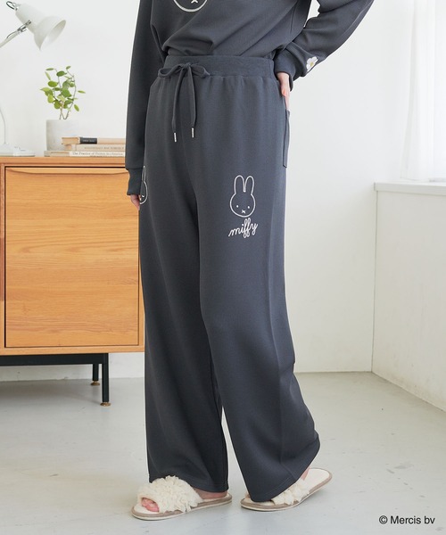miffy/ミッフィー】ワッフル刺繍ルームウェアパンツ/パジャマ（上下
