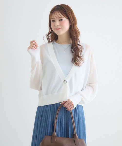 KATHARINE ROSS（キャサリンロス）の「【PILLINI/ピリーニ】ひとつ釦Vネックカーディガン（カーディガン/ボレロ・レディース・オフホワイト/オレンジ/ブラック・FREE）」の15枚目の写真