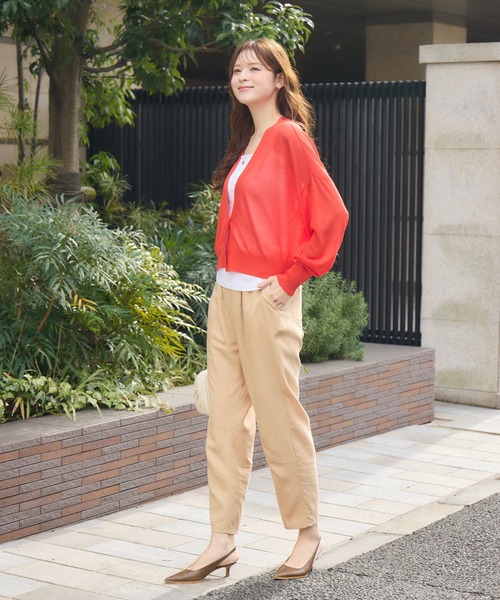 KATHARINE ROSS（キャサリンロス）の「【PILLINI/ピリーニ】ひとつ釦Vネックカーディガン（カーディガン/ボレロ・レディース・オフホワイト/オレンジ/ブラック・FREE）」の4枚目の写真