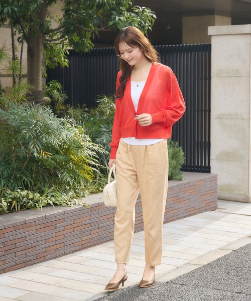 KATHARINE ROSS（キャサリンロス）の「【PILLINI/ピリーニ】ひとつ釦Vネックカーディガン（カーディガン/ボレロ・レディース・オフホワイト/オレンジ/ブラック・FREE）」の5枚目の写真