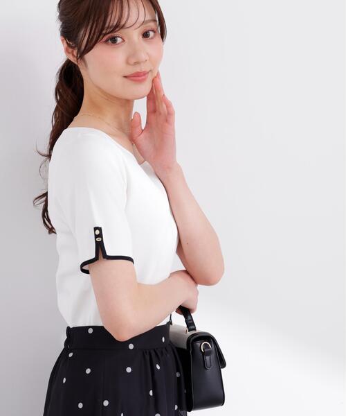 PROPORTION BODY DRESSING(プロポーションボディドレッシング)の「5分袖ベーシックニット / 1216170401(ニット/セーター・レディース・ホワイト系その他/ピンク/グレー系その他・FREE)」の2枚目の写真