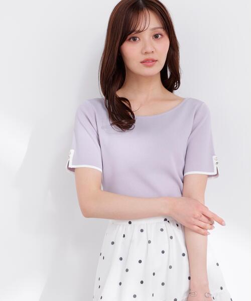 PROPORTION BODY DRESSING(プロポーションボディドレッシング)の「5分袖ベーシックニット / 1216170401(ニット/セーター・レディース・ホワイト系その他/ピンク/グレー系その他・FREE)」の3枚目の写真
