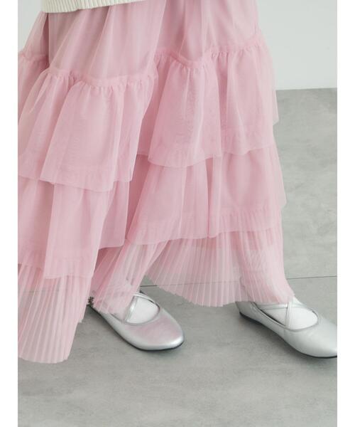 Samansa Mos2（サマンサ モスモス）の「2WAYチュールティアードスカート（スカート・レディース・ブラック/オフホワイト/ピンク・F）」の3枚目の写真